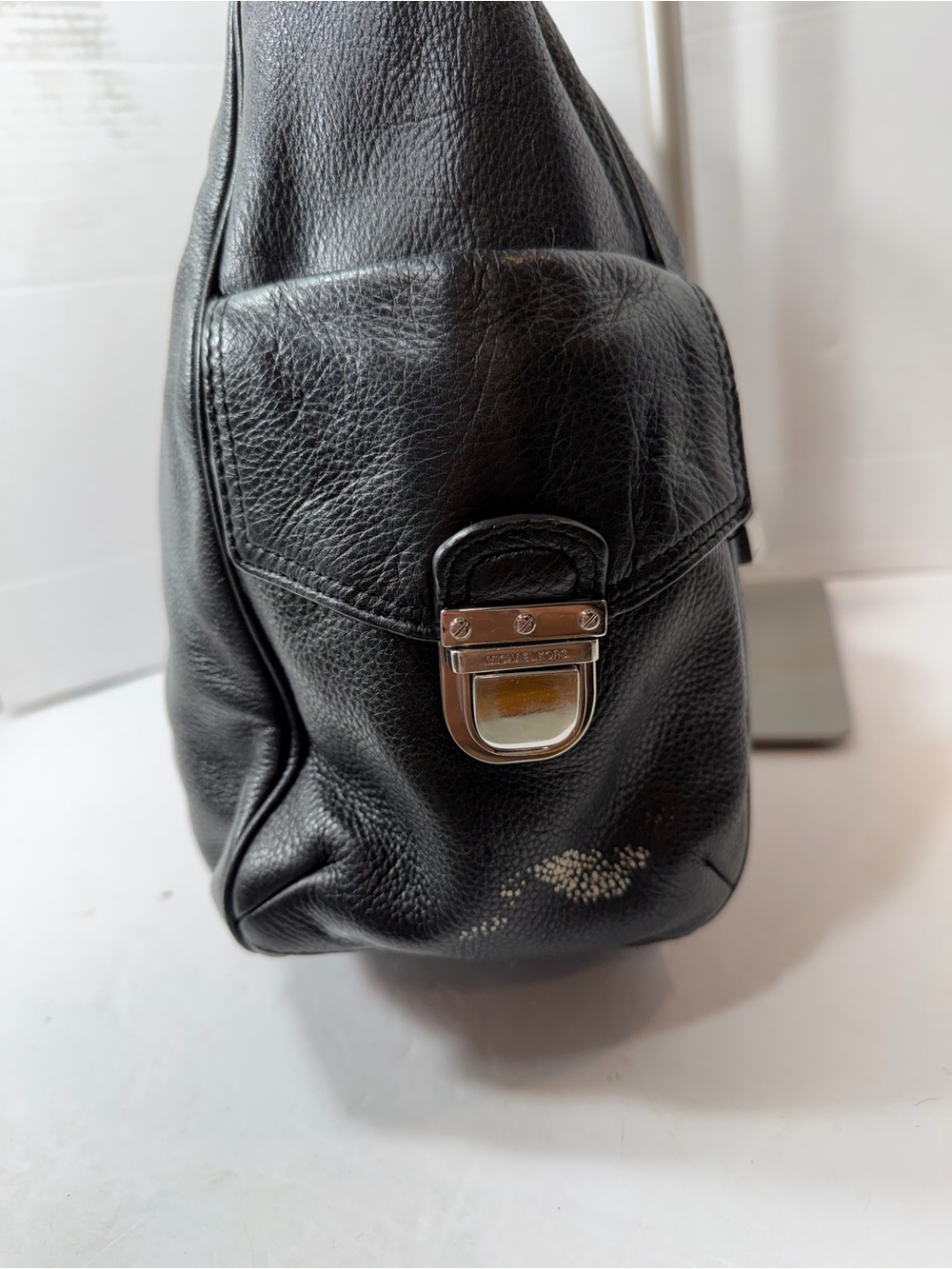 Vintage Michael Kors Black Leather Shoulder Hobo Bag Y2K - Picture 5 of 7